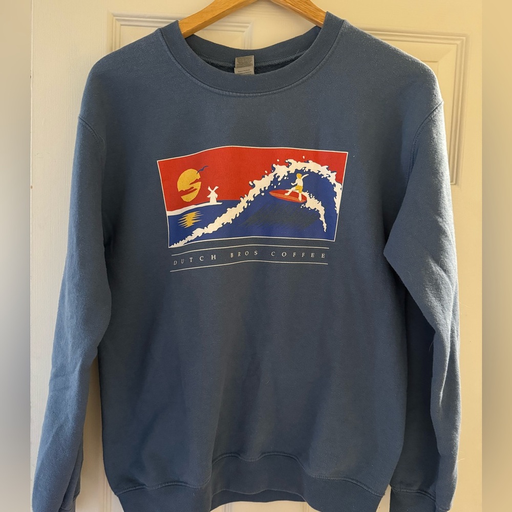 Blue dutch bros crew neck sweatshirt